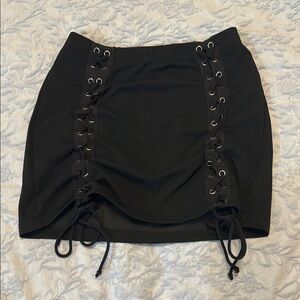 Black Lace-Up Skirt